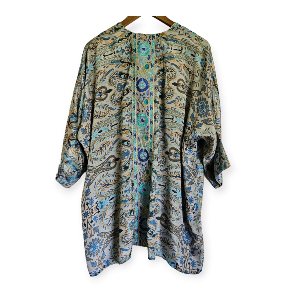 Soft Surroundings Medina Floral Jacquard Embroidered Kimono Size S M - Picture 3 of 9